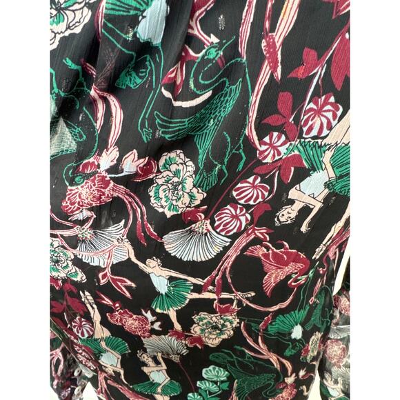 Modcloth Ballerina Floral Long Sleeve Button-Up Shirt Top Metallic Women M NWT - Picture 4 of 8